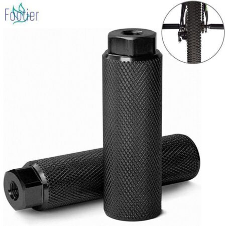 1 Paire BMX Pegs, Bike Pegs Antidérapantes en Alliage d'aluminium, Repose-Pieds Cylindriques pour Vélos BMX,Pédale de Vélo- Noir