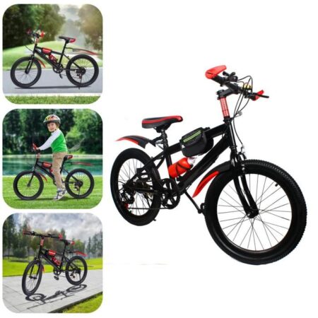 VTT 20" à 7 Vitesses - Vélo de Montagne en Acier au Carbone pour Enfant - VTT, Vélo 20 Pouces, Charge Maximale 85kg, VTT 20", Rouge