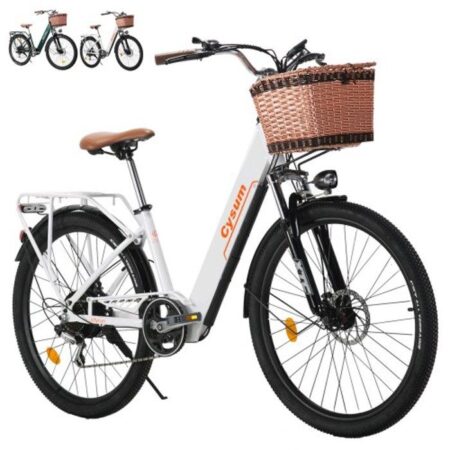 250W Vélo électrique Urbain Femme, 26" Ville Ebike 7 vitesses, Banlieue City Electric Bicycle Classique, Pédalage Assisté, Batterie