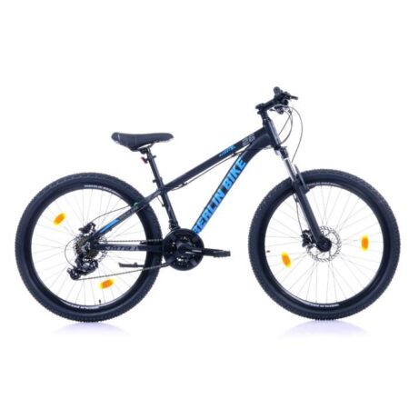 BERLIN BIKE VTT MTB1 : 26 pouces et hauteur de cadre de 38 cm, freins à disque hydrauliques & système Shimano, noir-bleu