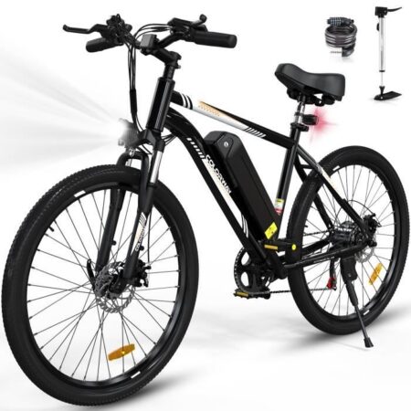COLORWAY Vélo Électrique Noir, VTT 26" E-Bike Vélo Assistance Électrique avec Batterie Amovible 36V 15Ah, Shimano 7 Vitesses