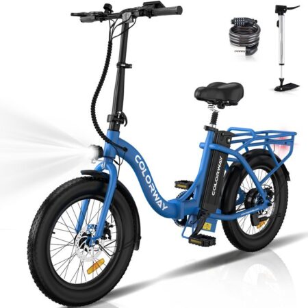 COLORWAY Vélo électrique Pliable 20" Bleu, Vélo Assiatance électrique avec Batterie 36V 12Ah Moteur 250W, VAE E-BIKE pliant