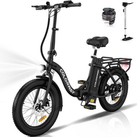 COLORWAY Vélo électrique Pliable 20" Noir, Vélo Assiatance électrique avec Batterie 36V 12Ah Moteur 250W, VAE E-BIKE pliant
