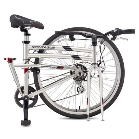 Vélo pliant - CROSSTOWN - 19" ARGENT BRILLANT - 7 vitesses - Pneus larges - Confortable
