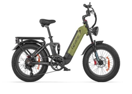 Cyrusher Kommoda 2.0 Vélo électrique, Vert, 110KM d’autonomie, Moteur 250W, Batterie 48V20AH, Vitesse maximale 25KM/H