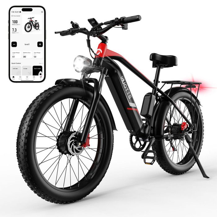 DUOTTS F26 - Vélo Électrique - Roues 26" - 750W*2 Double moteur - 48V/20Ah Batterie Samsung - 7 vitesse SHIMANO - Avec App