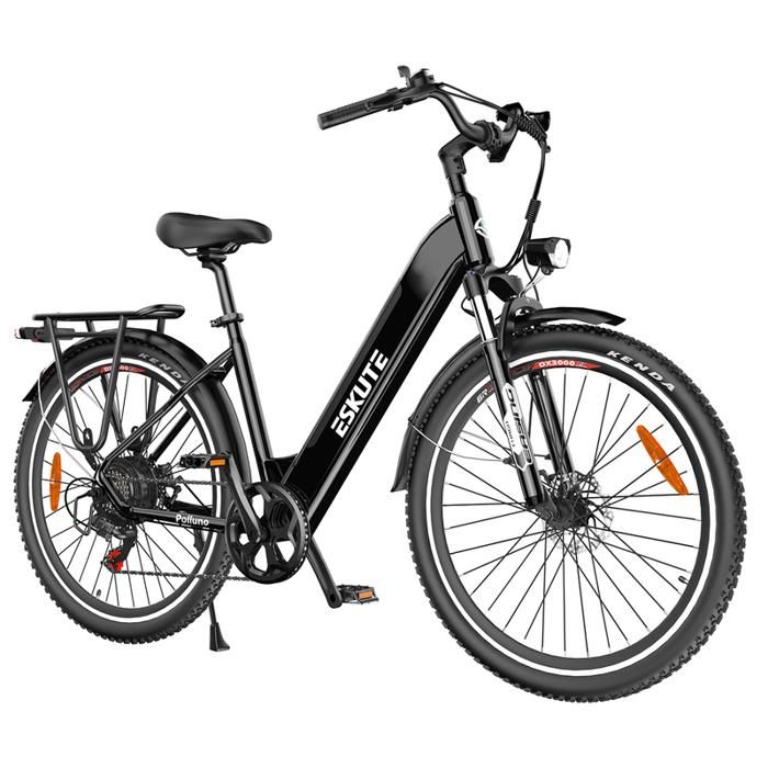 ESKUTE Vélo électrique 26"- Bafang Moteur 250W Batterie 36V/20AH, Shimano 7 vitesses,Frein à disque, Autonomie 150km,Noir