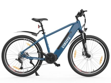 ESKUTE Vélo électrique 27.5"- Bafang Moteur 250W Batterie 36V/12AH, Shimano 7,Frein à disque, VTT électrique Autonomie 90km,Bleu