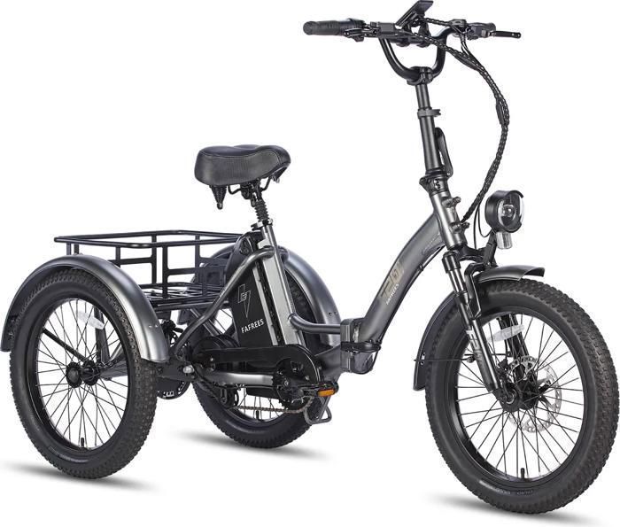FAFREES F20 Mate - Vélo Électrique 20" - Pneu Gras Tricycle - Moteur 750W Batterie 48V/21Ah - Autonomie 150 km - 3 Freins, Gris