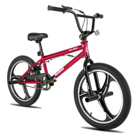 Hiland 20-inch 3-Spoke Small Wheel Bike for Boys and Girls 7,8,9,10+,360-degree Freestyle Rotor-rouge