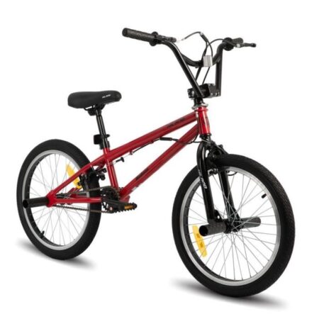 Hiland 20" Kids BMX Freestyle Bike avec 2 repose-pieds en acier et roue libre, rotation à 360 degrés-Rouge