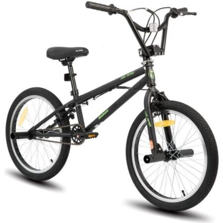 Hiland 20" Kids BMX Freestyle Bike avec 2 repose-pieds en acier et roue libre, rotation à 360 degrés-Noir