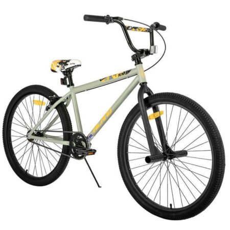 Hiland Bicyclette BMX Freestyle pour enfants de 26 pouces, avec 2 repose-pieds en acier et un guidon rotatif à 360 degrés - Gris