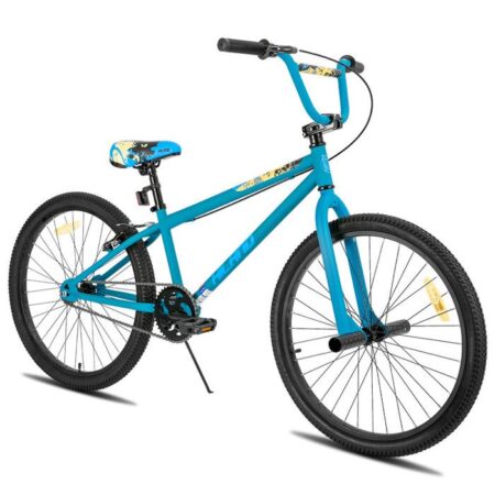 Hiland 26" Kids BMX Freestyle Bike avec 2 repose-pieds en acier et roue libre, rotation à 360 degrés-Bleu