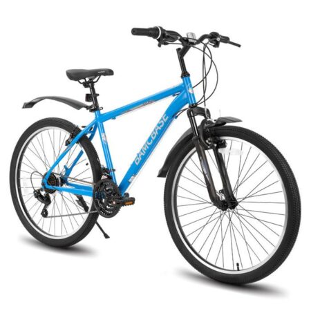 HILAND 26 pouces VTT,21 vitesses pour hommes et femmes, cadre en acier haute résistance, freins en V, vélo hardtail adulte,Bleu