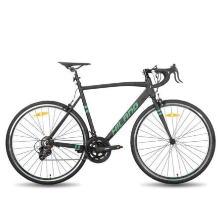 Hiland Road Bike 28 », City Bike, Cadre aluminium 700c, Freins à étrier, Hommes et Femmes, 14 Vitesses, M - Noir