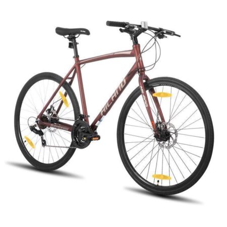 Hiland Vélo de route 28",vélo de ville avec freins à disque pour hommes et femmes,Cadre en alliage d'aluminium，Shimano 21
