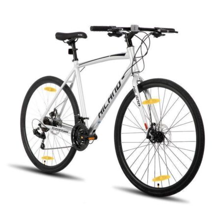 Hiland Vélo de route 28",vélo de ville avec freins à disque pour hommes et femmes,Cadre en alliage d'aluminium,Silver