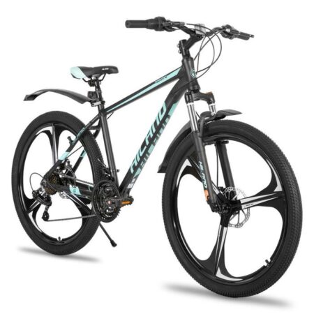 Hiland VTT à 3 rayons,21 vitesses,cadre en aluminium,roues de 26 pouces,frein à disque pour homme,femme-Bleu