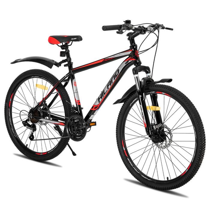 Hiland VTT multi-rayons,dérailleur Shimano 21 vitesses,cadre en aluminium,roues 26",freins à disque pour-Noir
