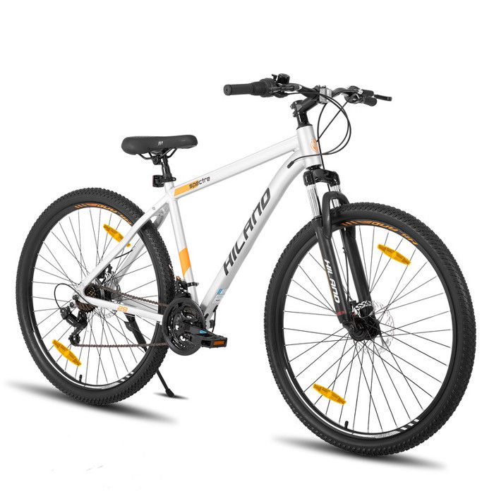 HILAND VTT, roues à rayons, 21 vitesses, cadre aluminium, roues 26 pouces, freins à disque, VTT homme et femme,Gris