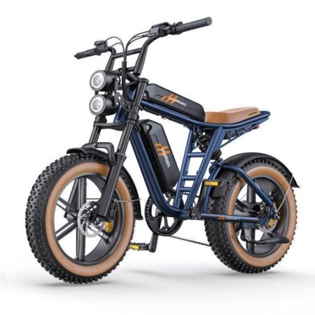 Hillmiles Milezoom 1 Vélo Électrique 20" Autonomie 180km Batterie 52V31.2Ah Tout suspendu Frein à disque hydraulique fat bike,Bleu