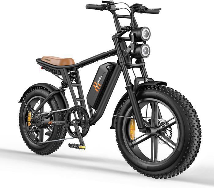 Hillmiles Milezoom 1 Vélo Électrique 20" Autonomie 100km Batterie 52V15.6Ah Tout suspendu Frein à disque hydraulique fat bike,Noir
