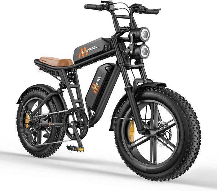 Hillmiles Milezoom 1 Vélo Électrique 20" Autonomie 150km Batterie 52V31.2Ah Tout suspendu Frein à disque hydraulique fat bike,Noir