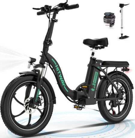 HITWAY Vélo Électrique 20" VTT - Batterie 36V - 11,2Ah - Moteur 250W - 7 Vitesses - Noir