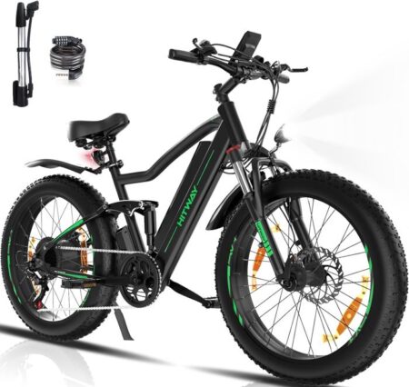 HITWAY Vélo Électrique 26"*4,0 Fat Bike - VTT E-BIKE Batterie amovible 48V 15AH - Moteur 250W - Shimano 7 Vitesses - Autonomie