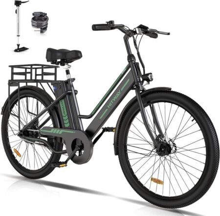HITWAY Vélo Électrique 26 Pouces VAE, Moteur 250W, Batterie 36V/8,4Ah,Pédalage Assisté, BK8S Noir+HITWAY Panier de Vélo Arrière