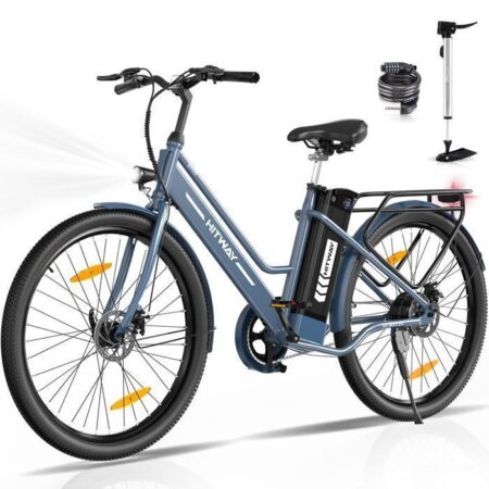 HITWAY Vélo électrique 26" - Moteur 250W - Batterie au Lithium Amovible - 36V - 10,4Ah - Pompe à vélo gratuite