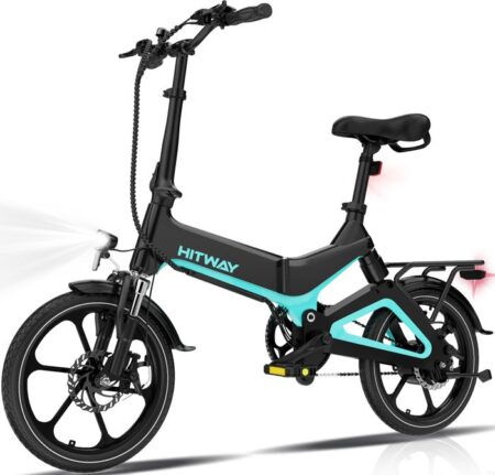 Vélo Électrique 16" Pliable HITWAY, 250W 36V 7,8Ah VAE d'assistance, Sans accélérateu - Noir