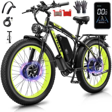 KETELES K800-2000W vélo électrique à double moteur avant et arrière- 21 vitesses-batterie Samsung 23AH-pneus tout-terrain