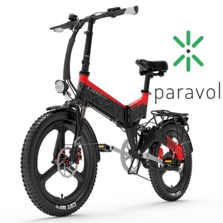 LANKELEISI G650 20 pouces Vélo électrique pliant — moteur 500 W — batterie 12,8 Ah — Shimano 7 vitesses — suspension totale—Rouge