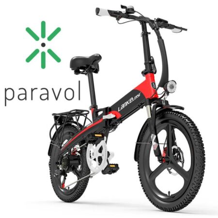 Vélo électrique pliant LANKELEISI G660 - Rouge - Moteur 500 W - Batterie 12,8 Ah - 7 vitesses