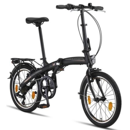 Vélo pliant - LICORNE - Phoenix 2D - Aluminium - 20 pouces - Noir-Or, V-Bremse