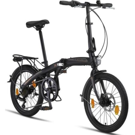 Vélo pliant - LICORNE - Phoenix 2D - Aluminium - 20 pouces - Noir-Or, Disc-Bremse