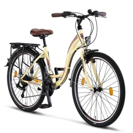 Vélo - Licorne - Stella Premium City Bike - 24, 26 et 28 pouces - Beige - Mixte