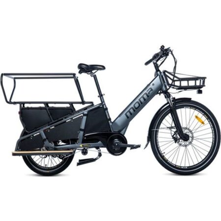 Moma Bikes - Cargo Electrique E-Long Tail - SHIMANO ALTUS 7vitesses - Baterrie 48V 13Ah - Autonomie max 90km -Freins Hydrauliques