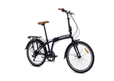 Moma Bikes - Vélo de Ville Pliant 24"- Cadre Alu - SHIMANO 7 Vitesses - Selle Comfort - Blanc