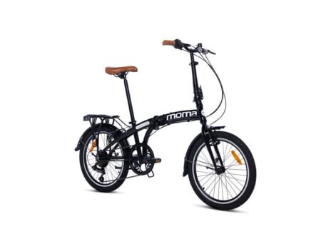 Moma Bikes - Vélo de Ville Pliant 20"- Cadre Alu - SHIMANO 7 Vitesses - Selle Comfort - Noir
