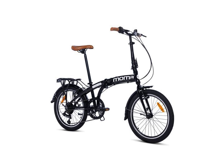 Moma Bikes - Vélo de Ville Pliant 20"- Cadre Alu - SHIMANO 7 Vitesses - Selle Comfort - Noir