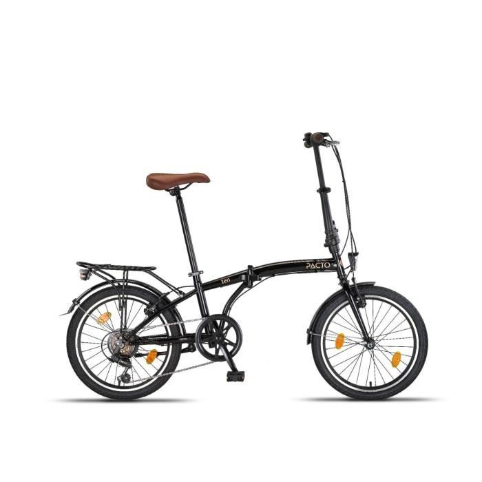 PACTO TEN - vélo pliant - 6 vitesses Shimano - freins sur jante - cadre en acier - unisexe - haute qualité - noir