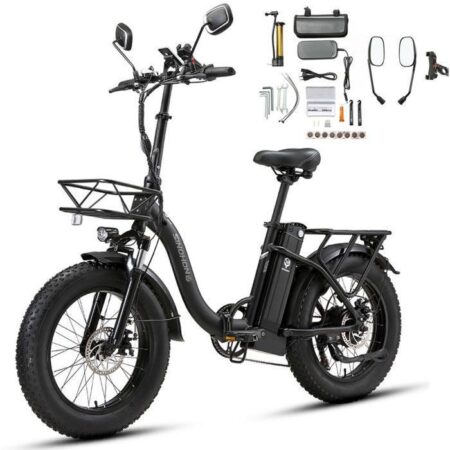 SINOHON - Vélo Électrique Pliable - Roues 20" - Moteur 750W 45km/h - Batterie 48V 15Ah - Autonomie 80-100km (Mode ASSIST) - Noir