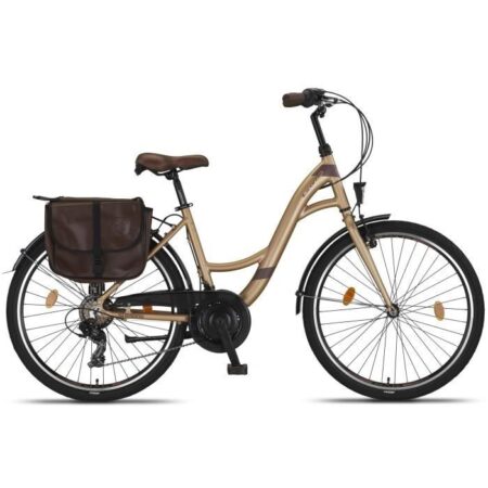 Vélo de ville pour femme - MARQUE - 26-28 pouces - Aluminium - 21 vitesses - Brun lait
