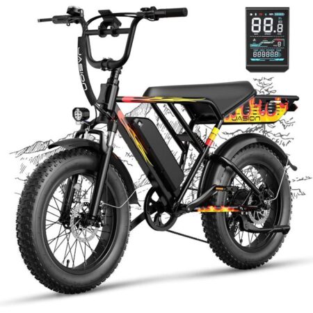 JASION Vélo électrique VAE 20", VTT électrique,  750W Tout suspendu fat bike , Batterie Amovible 48V 13AH, Shimano 7 Vitesses，Noir
