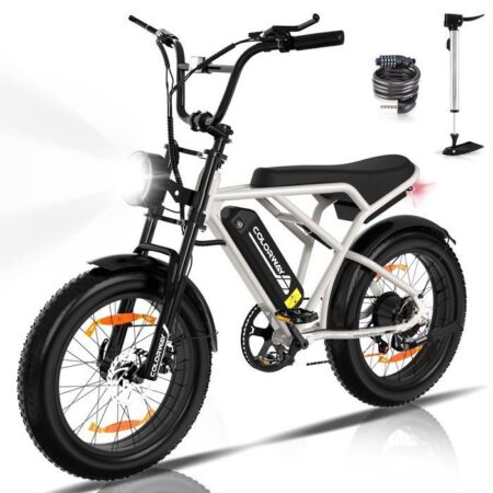 Vélo électrique VAE - COLORWAY - Gris&Blanc - 20" x 4.0 Gros Pneus - Batterie amovible 36V 12Ah - E-BIKE Tout Terrain - VTT