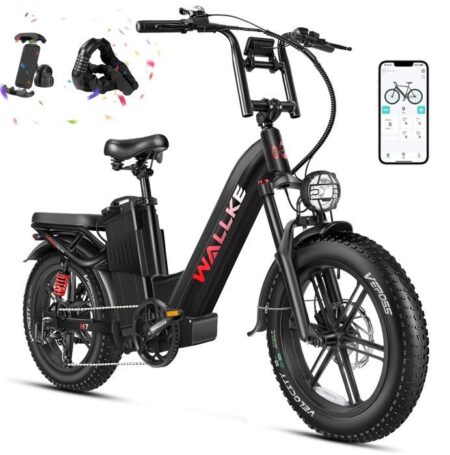 Vélo électrique Wallke H7 1200W E-Bike à enjambement 48V 40AH batterie Samsung 20 pouces VTT Shimano 7 vitesses-Noir