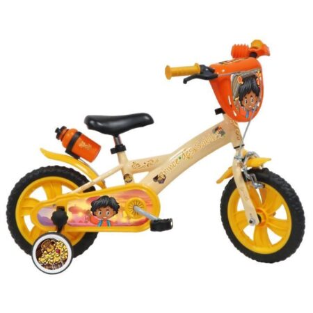 Vélo Enfant Garçon 12" PRINCE DES SABLES - 2 à 4 ans - Orange & Beige & Jaune, équipé de 1 Frein